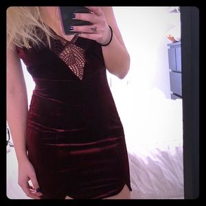 Burgundy Velvet Mini Dress